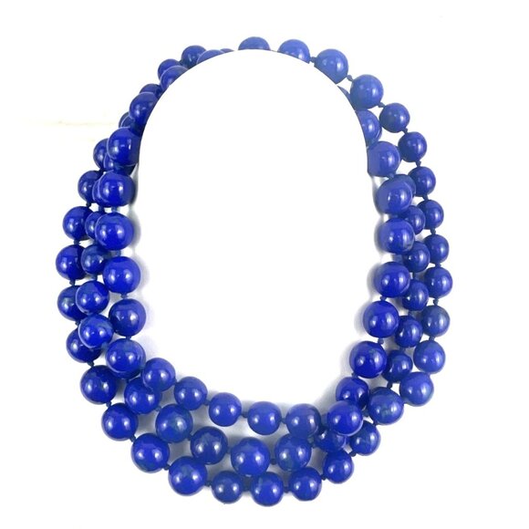 Lapis Lazuli 50 Inch Hand Knotted Beaded Necklace Natural Blue LAPIS LAZULI - Picture 1 of 8